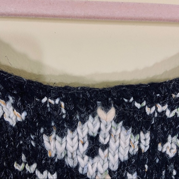 Free People Sustainable Black & White Wool Angola Blend Coop Neck Sweater Dress - Picture 7 of 16